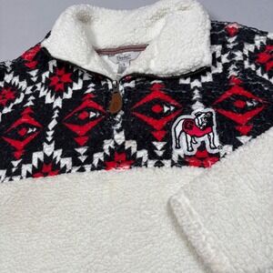 Pressbox Pullover Women Large White Georgia Bulldogs Sherpa Fleece Quarter Zip